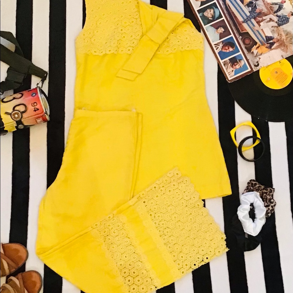 Two Piece SetYellow Tunic Vintage Sunny Beachwear